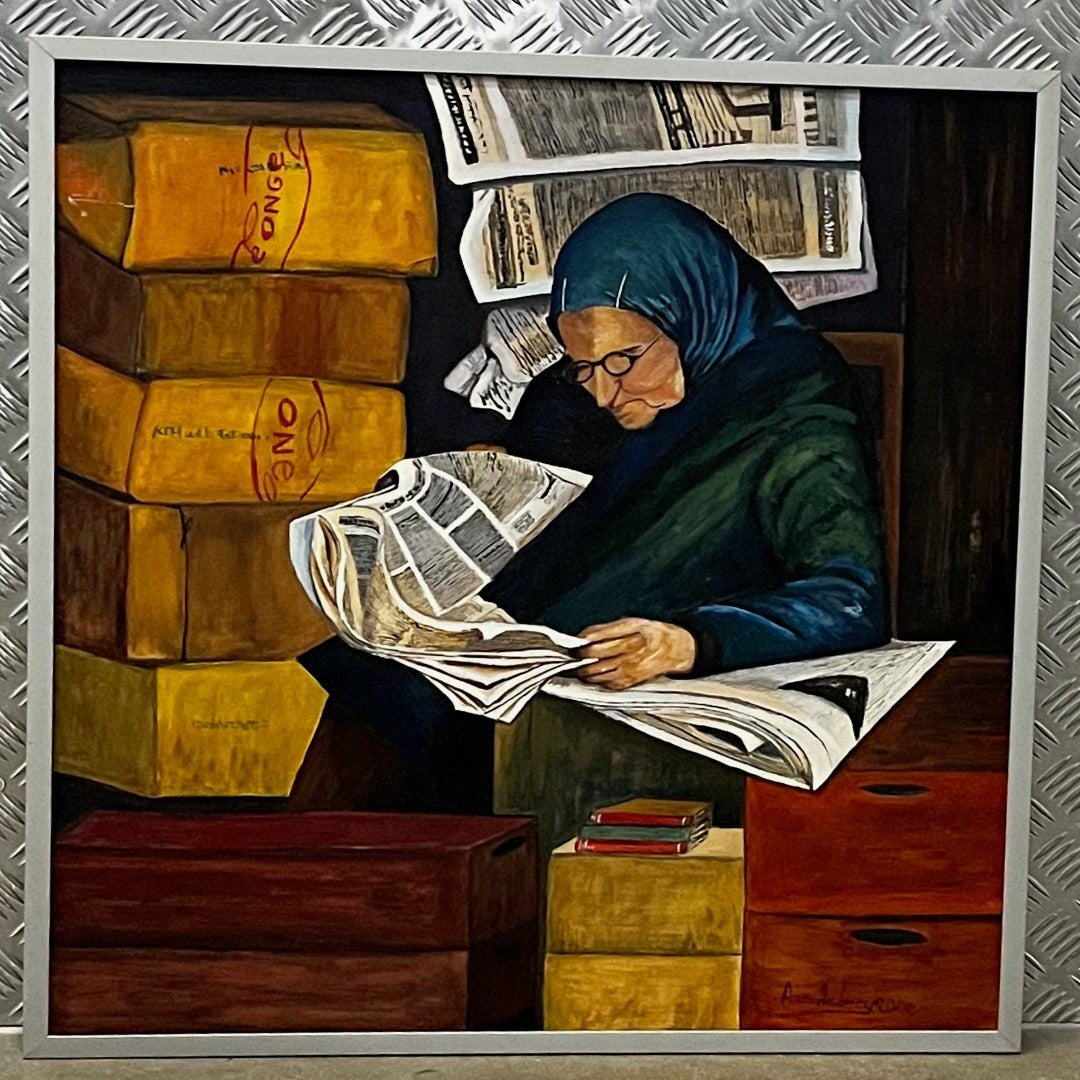 ILLUSTRATED OLD LADY, ORIGINAL PAINTING