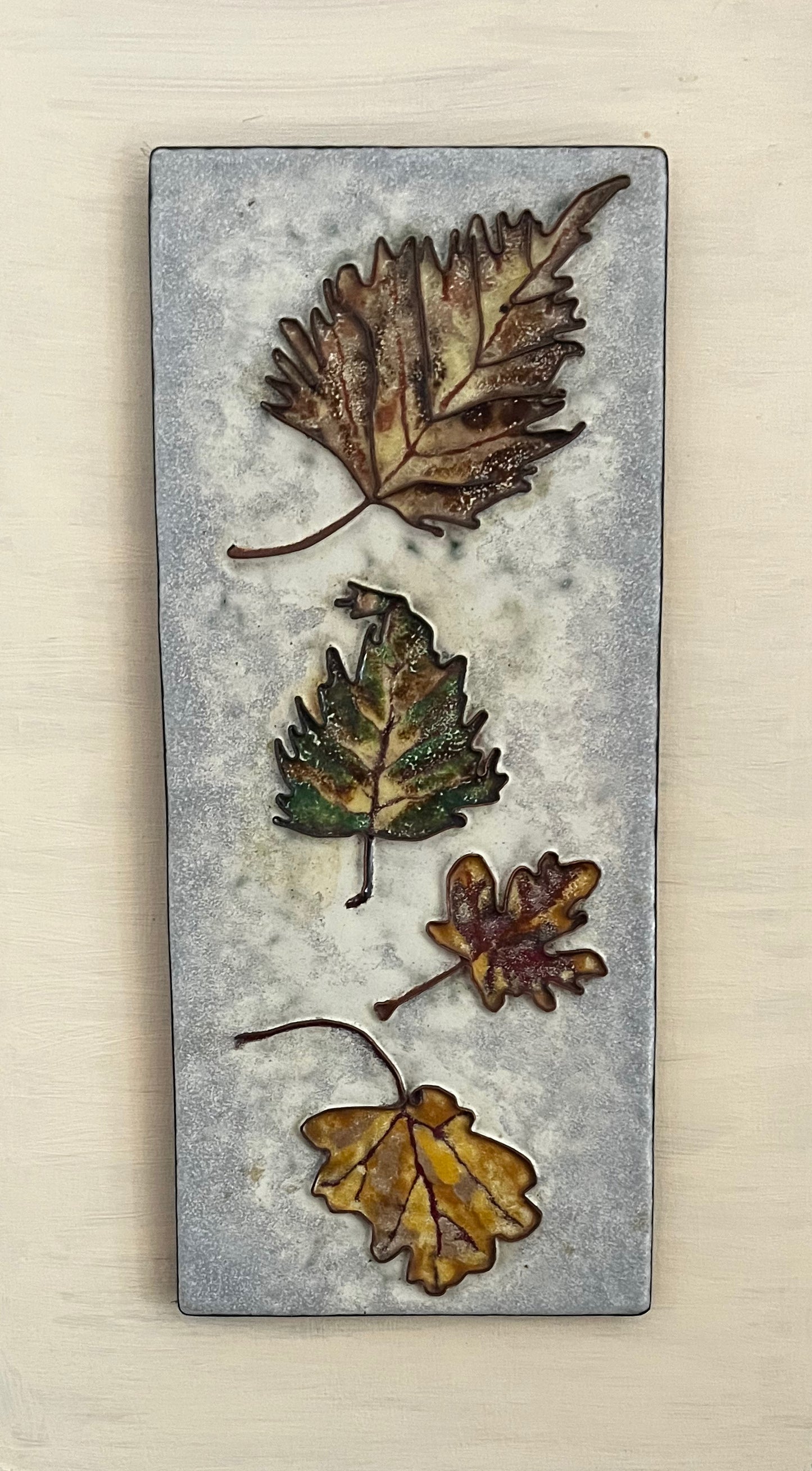 ORIGINAL ENAMEL ART, AUTUMN LEAVES