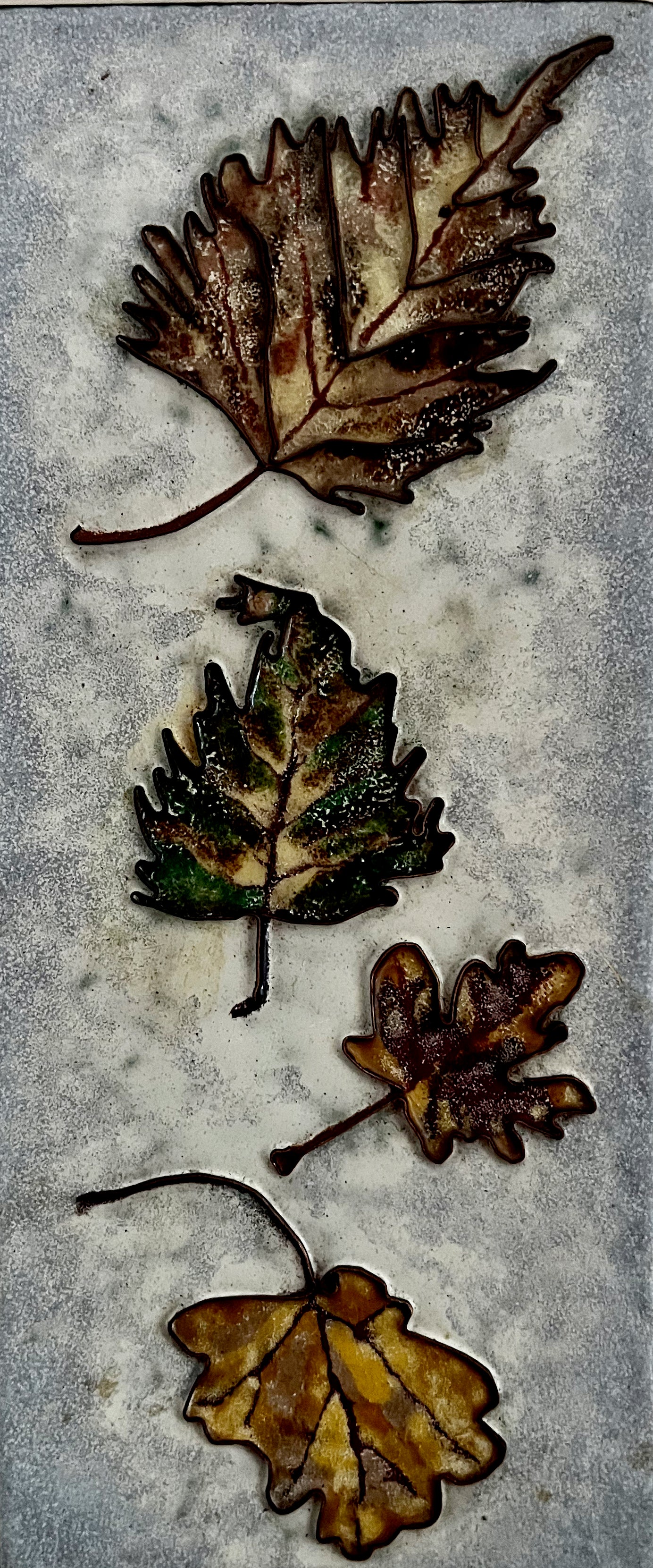 ORIGINAL ENAMEL ART, AUTUMN LEAVES