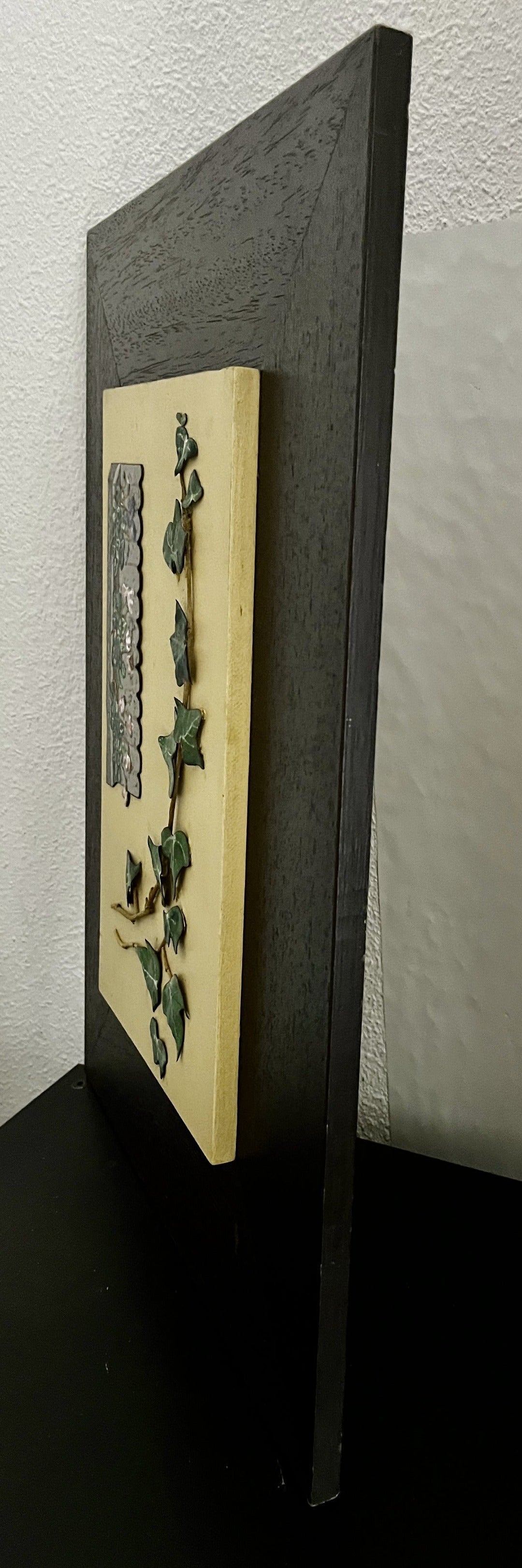 ORIGINAL ENAMEL ART , VINE ON MY GARDEN