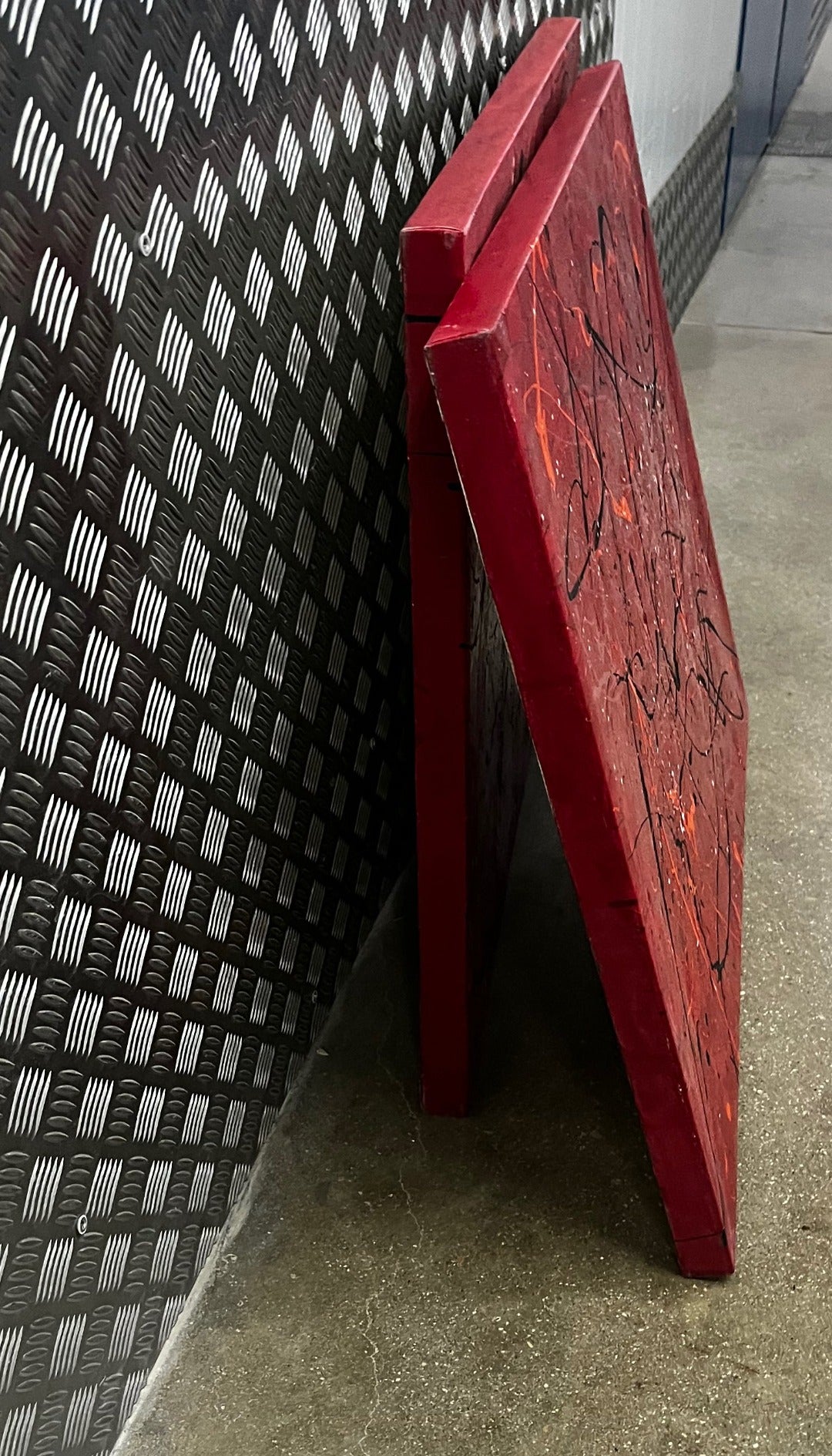 ABSTRACT ON RED (PAIR OF ORIGINAL PAINTINGS)