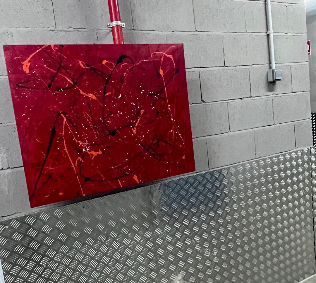 ABSTRACT ON RED (PAIR OF ORIGINAL PAINTINGS)