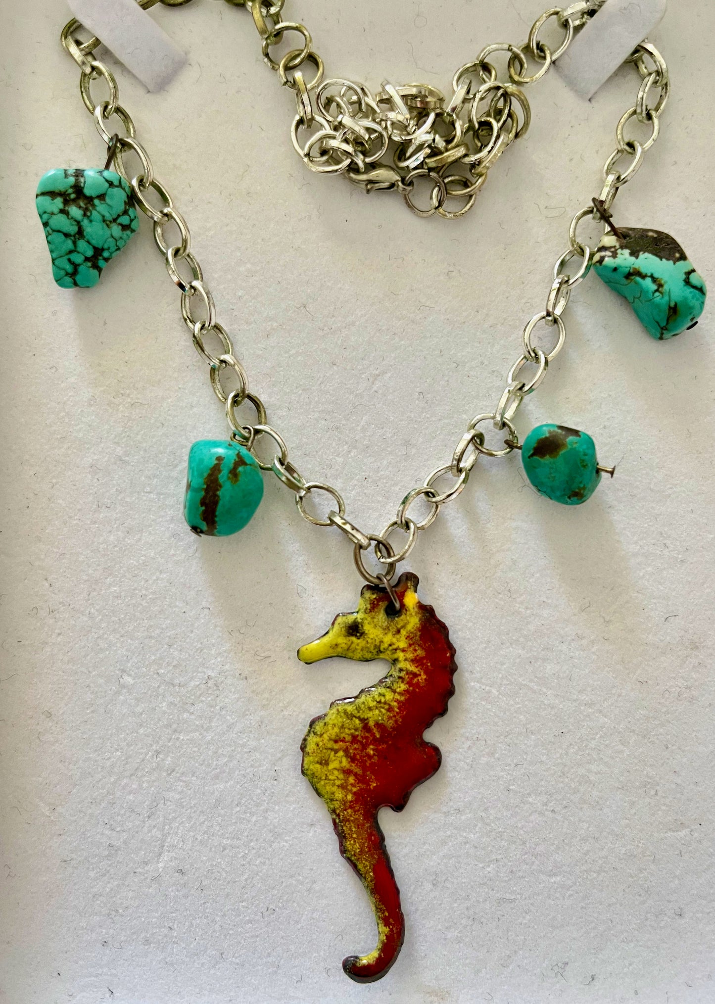 Water Horse, Enamel choker, and turquoise