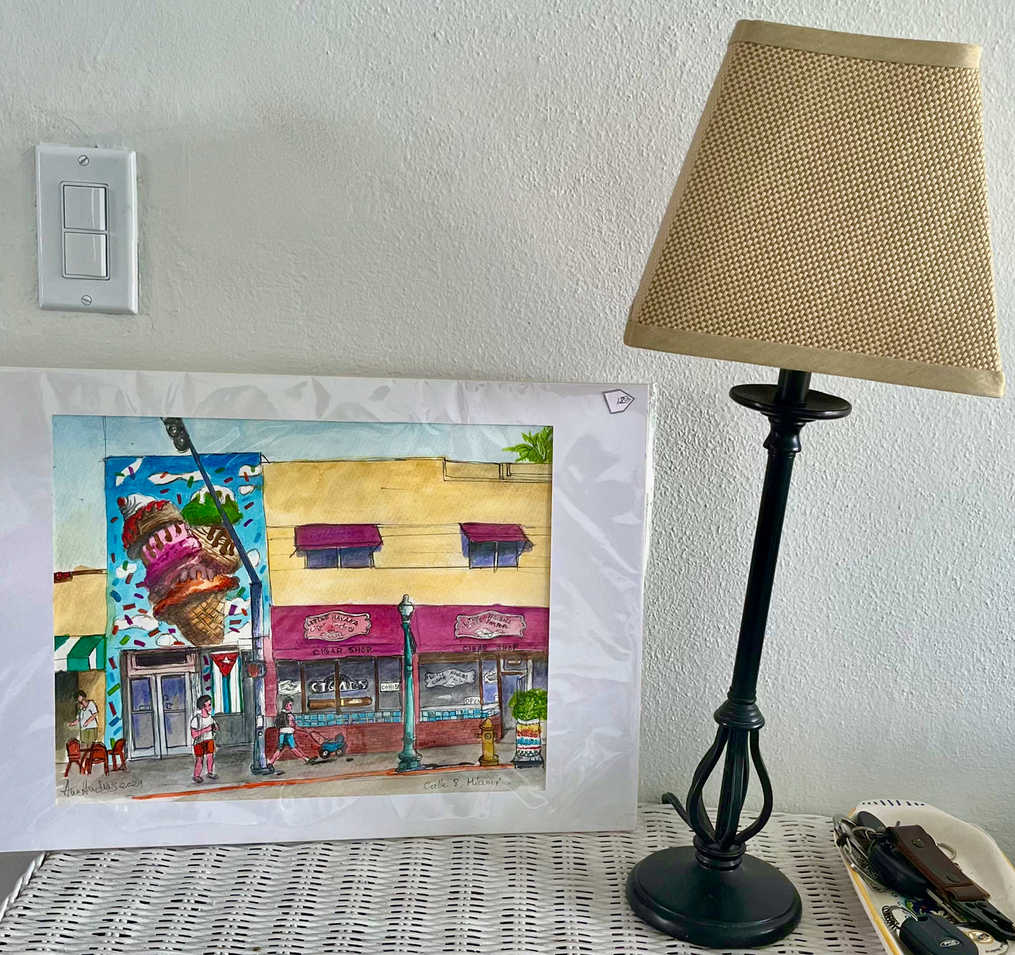 ORIGINAL WATERCOLOR, CALLE 8, MIAMI