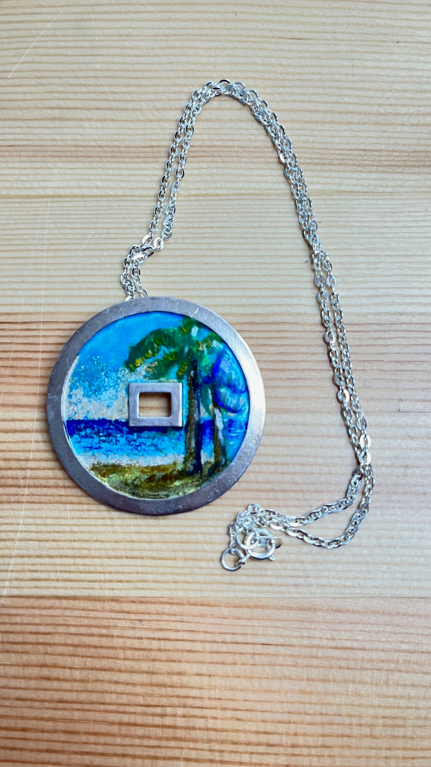 Chiness Coin, Miami, Silver & Enamel Pendadnt