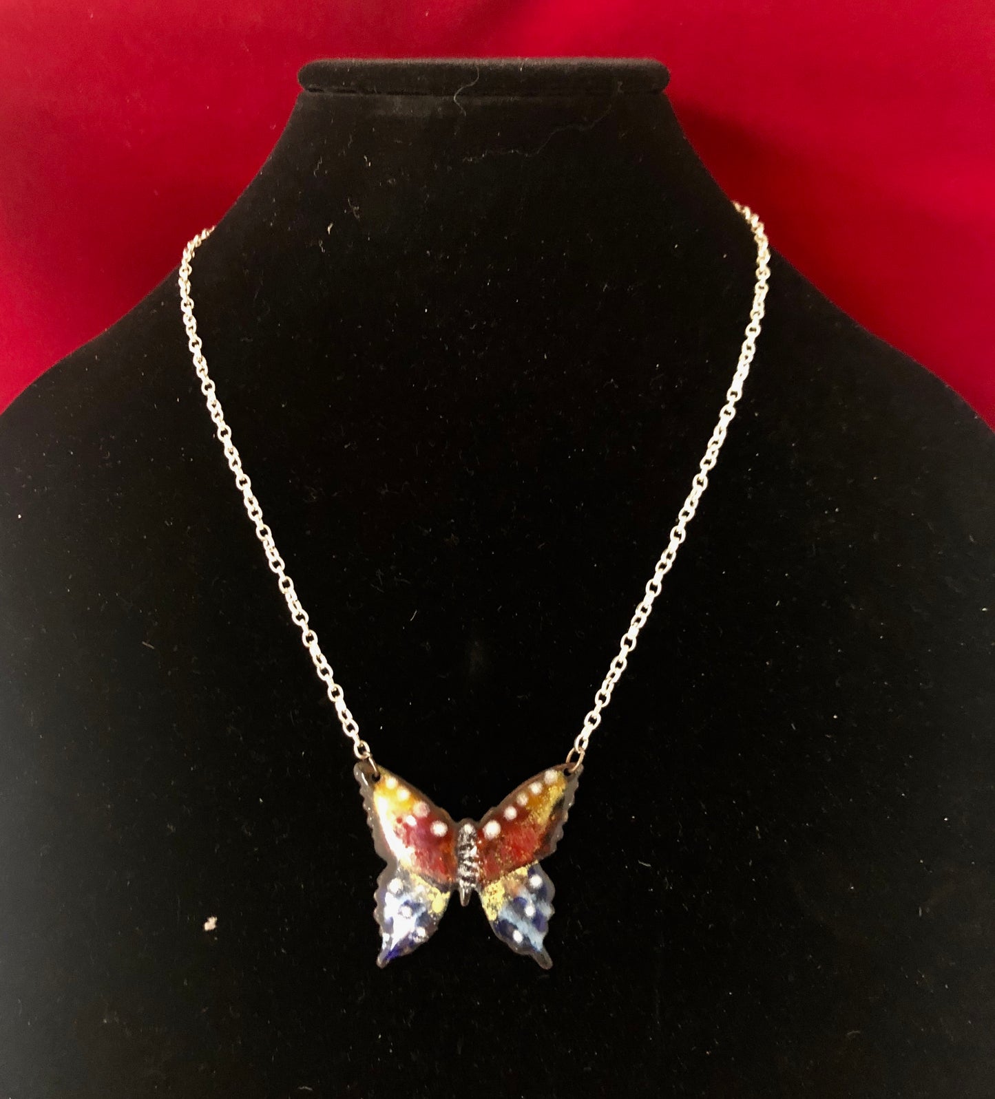 Butterfly, Enamel & copper pendant.