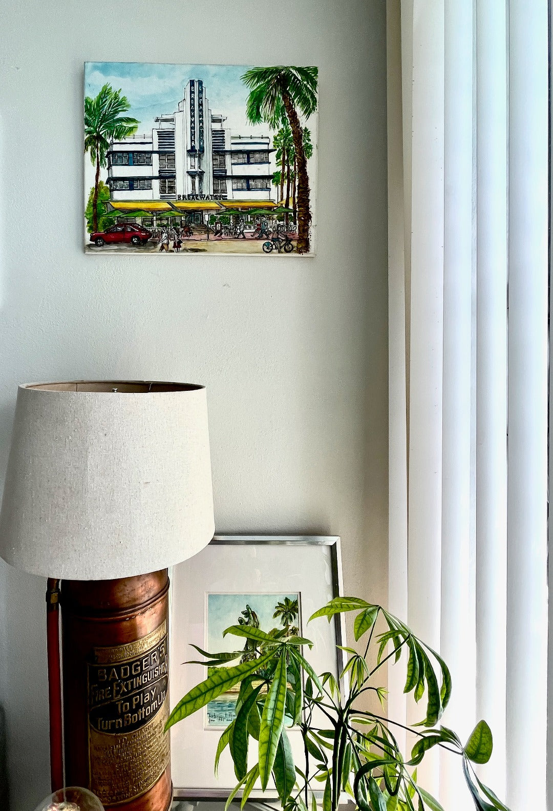 Original Painting Breakwater Hotel, Miami Beach
