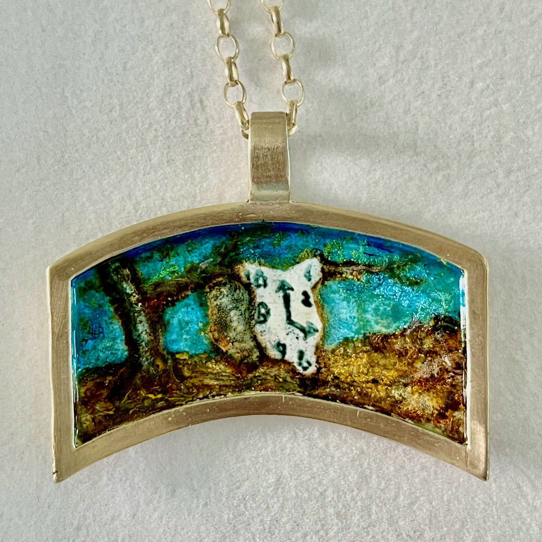 Dali's Clock, Sterling Silver Pendant with Enamel