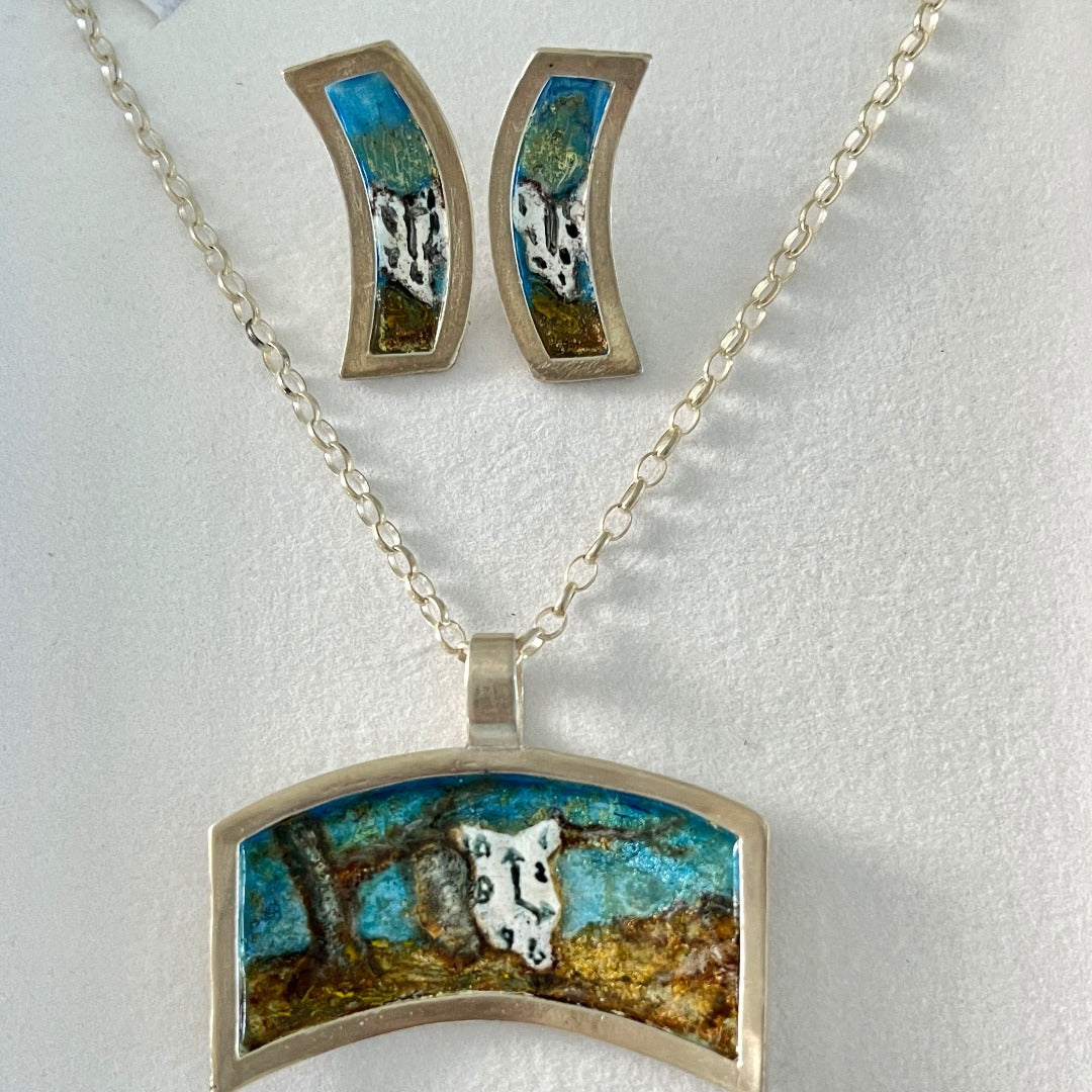 Dali's Clock, Sterling Silver Pendant with Enamel