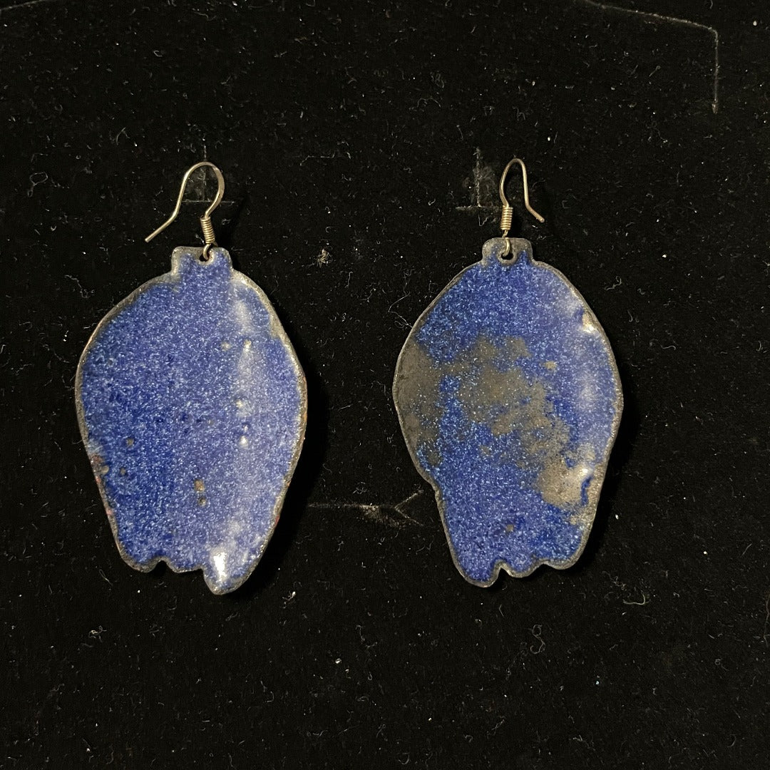 Statement Earrings, , Enamel Tulips on copper