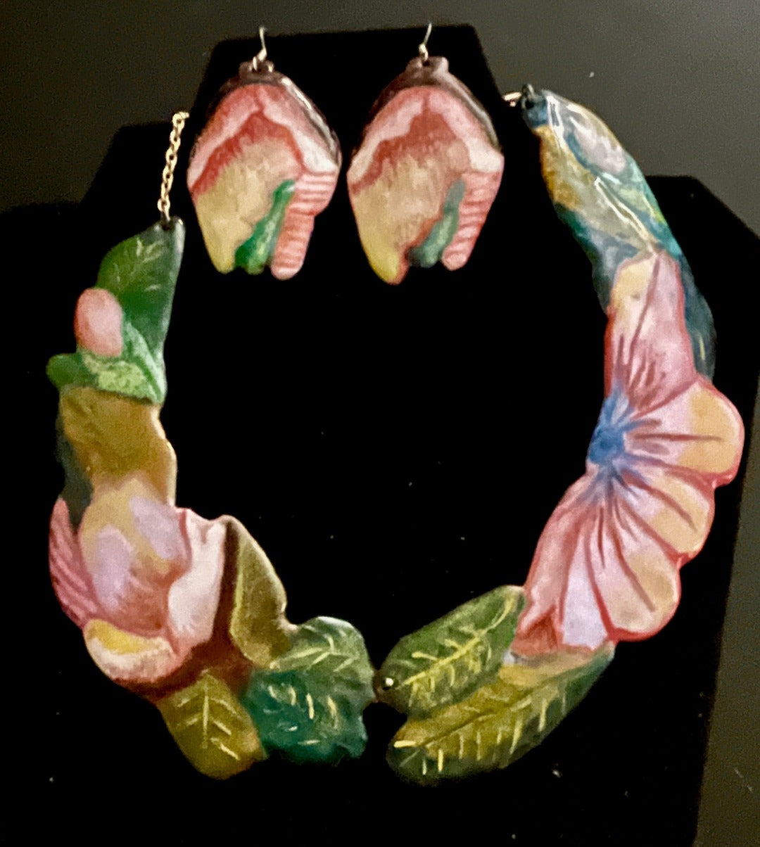 Statement Earrings, , Enamel Tulips on copper