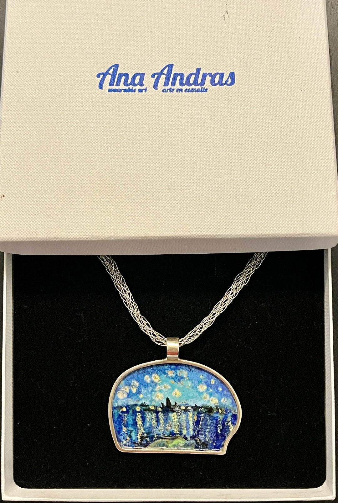 Statement Pendant, Starry Night, Enamel on Silver