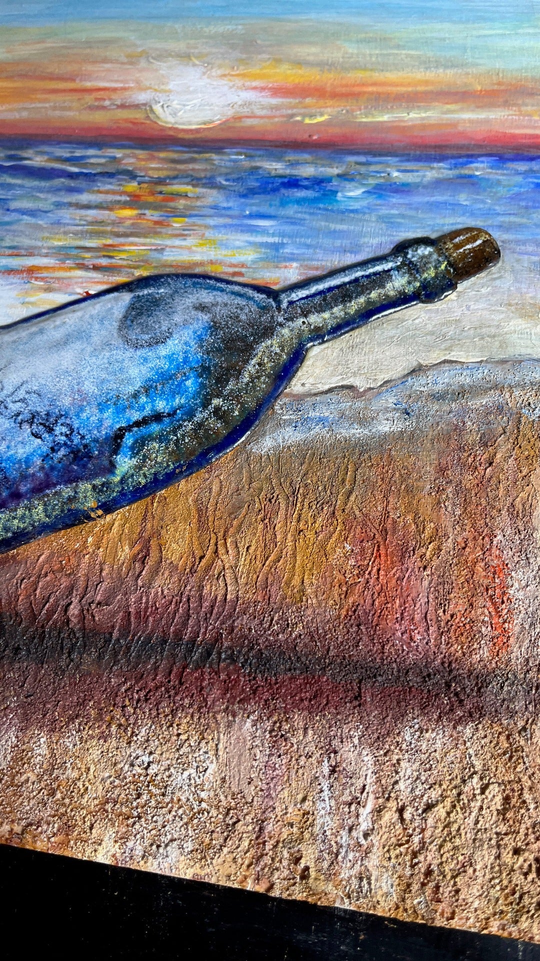 Botella Mensaje, Original art work, Acrilic and Enamel