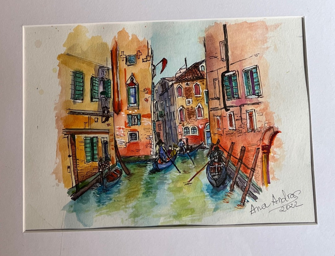 Venice, a chanel.   Original Watercolor