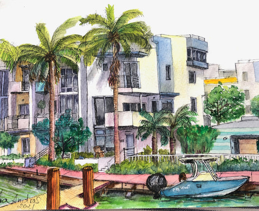 CUSTOM HOME PORTRAIT, Building from North  Miami Beach