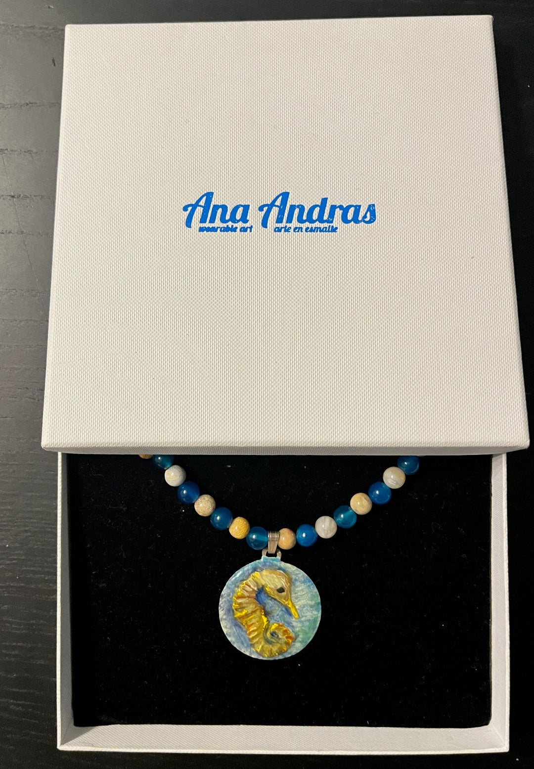 Sea Horse Pendant on Sterling Silver and Vitreous Enamel