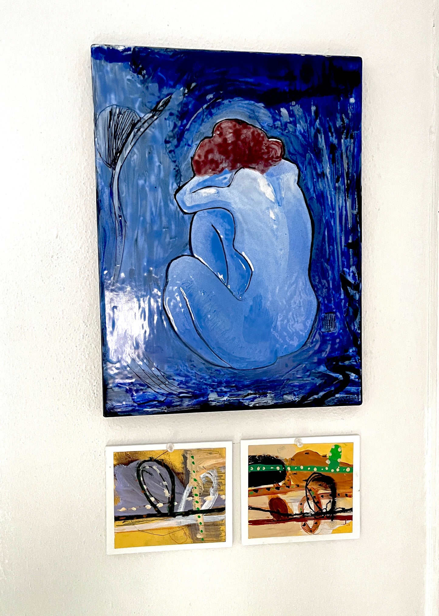 ENAMEL ART ON STEEL , PICASSO BLUE WOMAN