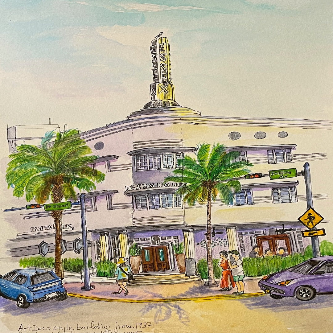 PRINT ESEX HOTEL, ART DECO,, MIAMI BEACH