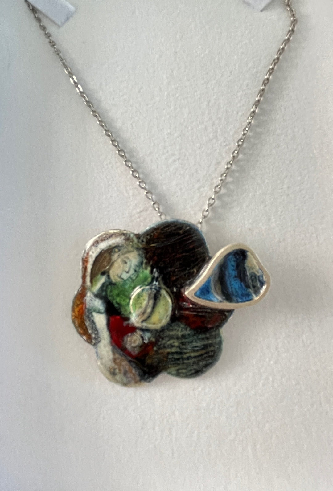 Enamel on Silver Flower, Abstract Design