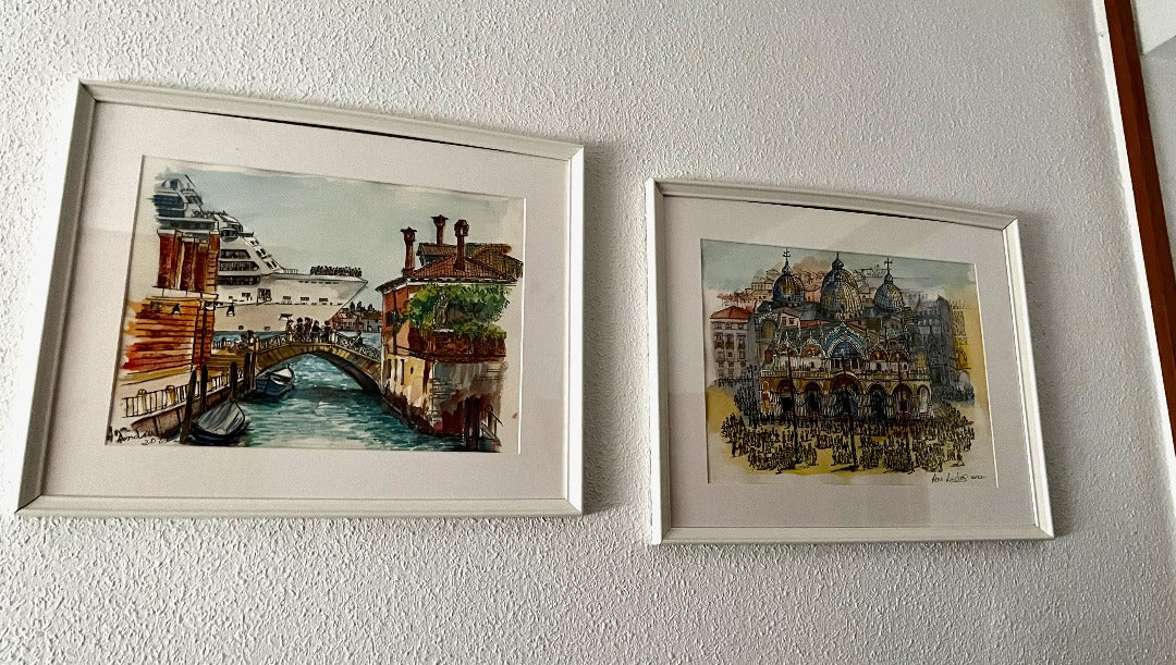 Venice under the Cruise lines, Original Watercolor