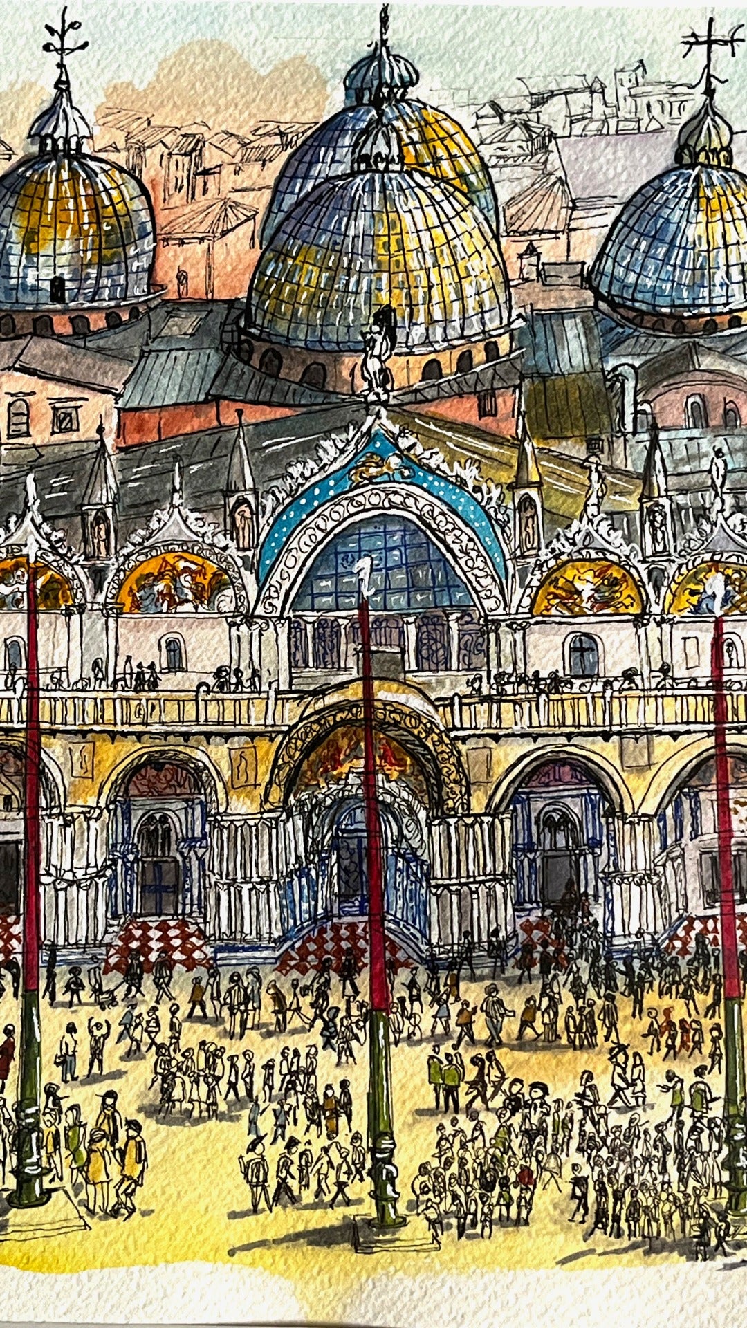 Venice, St. Mark's Square today, Original Watercolor (ON SALE)