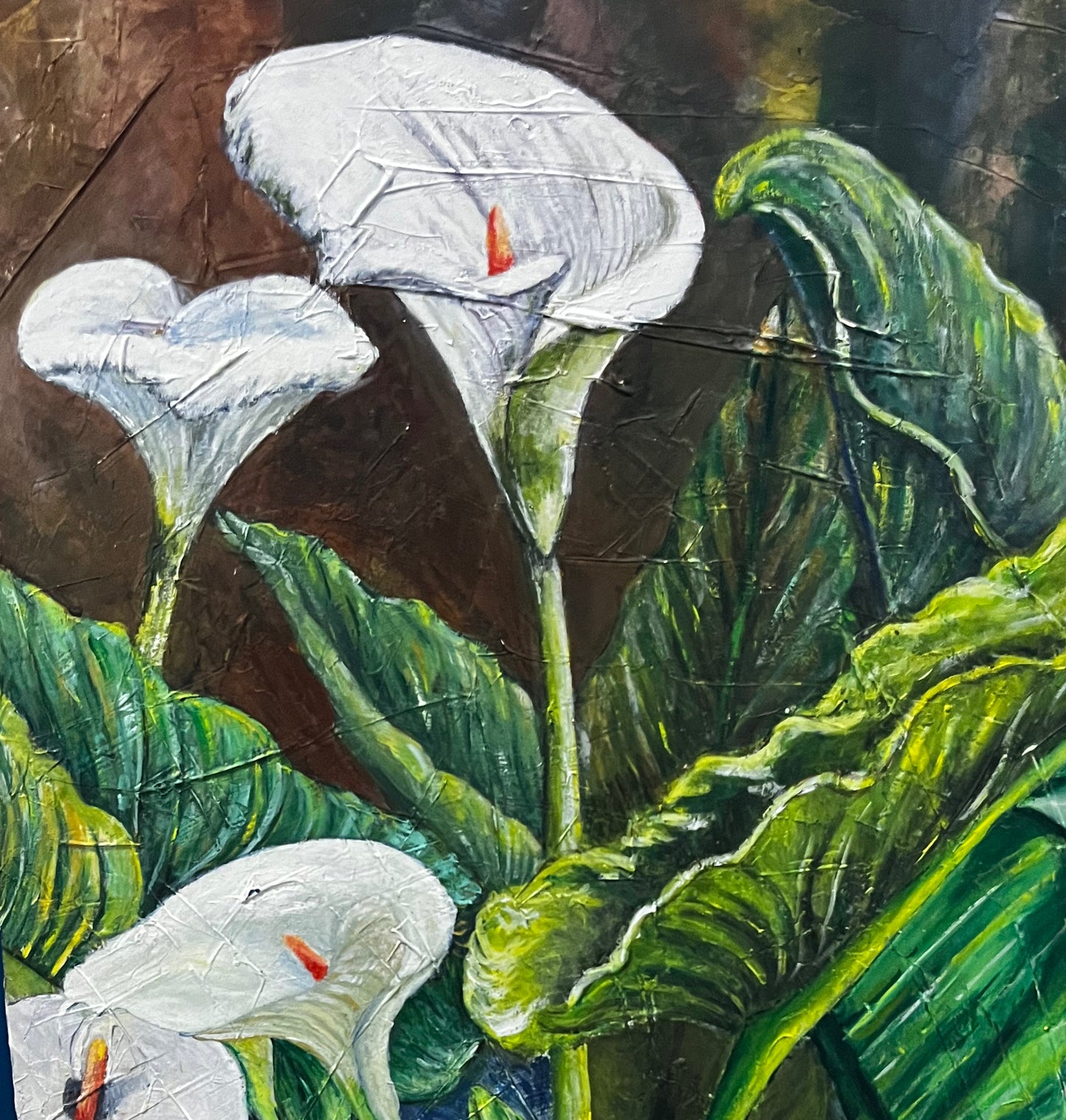 FLOWERS WHITE LILIES, ACRYLIC  PAINTING