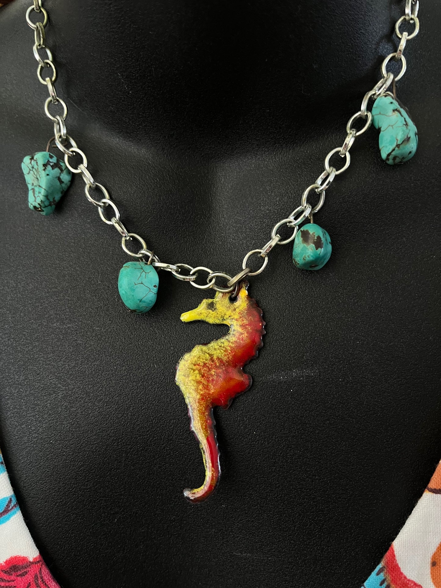 Water Horse, Enamel choker, and  turquoise