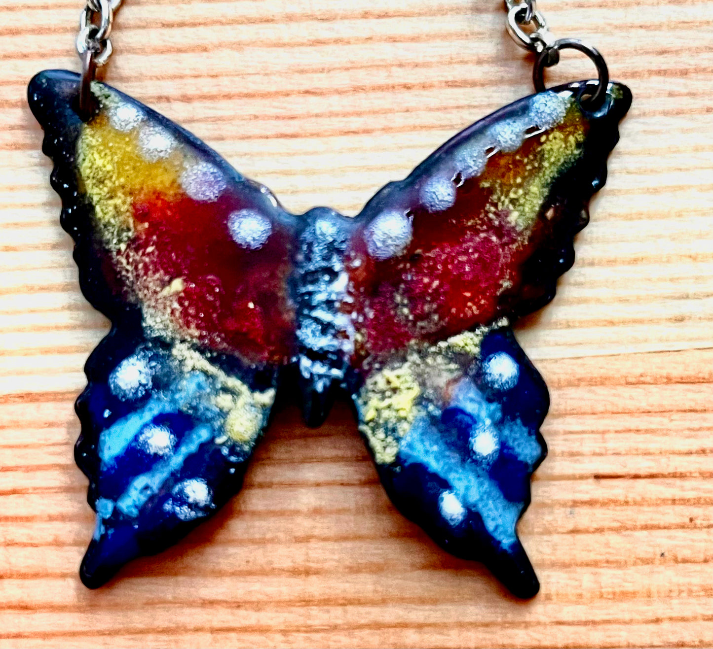 Butterfly, Enamel & copper pendant.