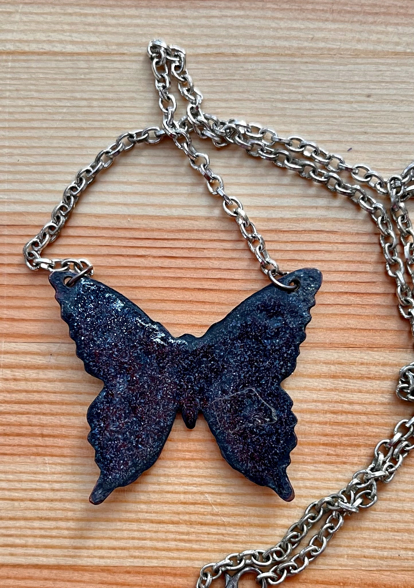 Butterfly, Enamel & copper pendant.