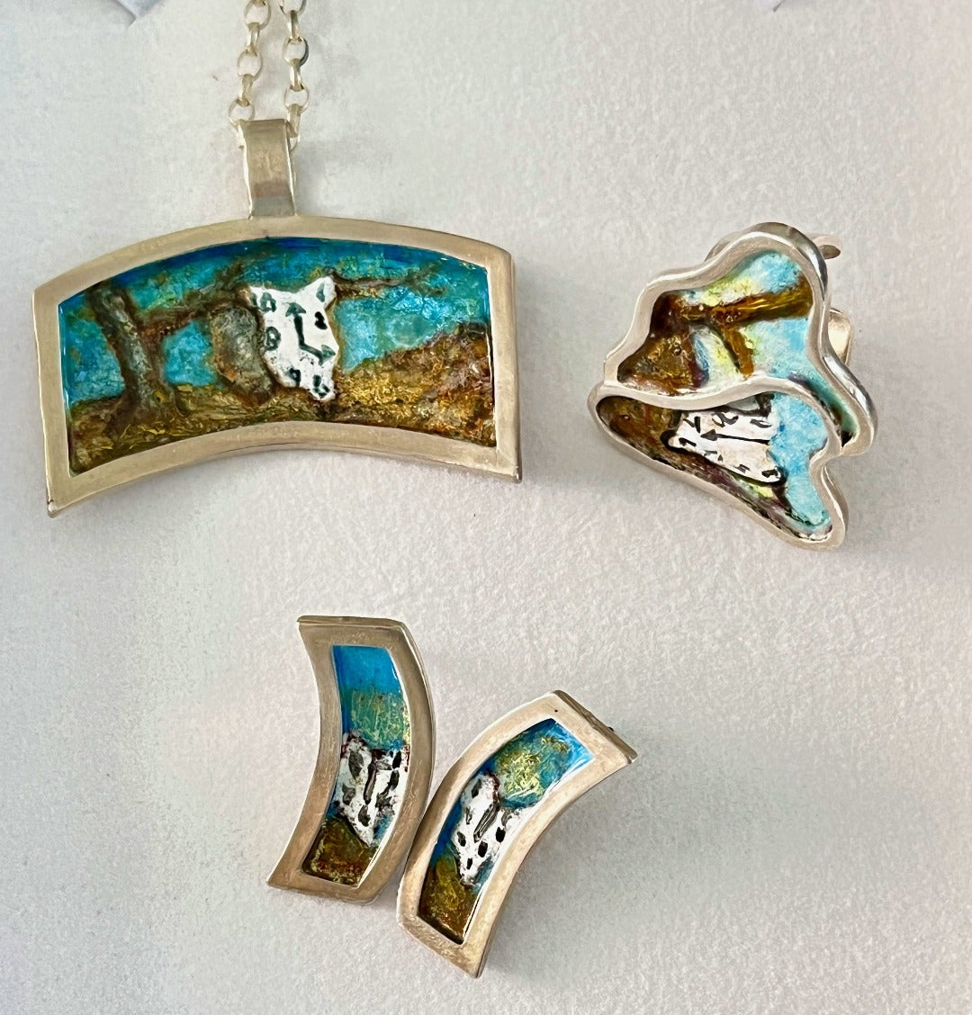 Dali's Persistence of Memory, Enamel Earrings