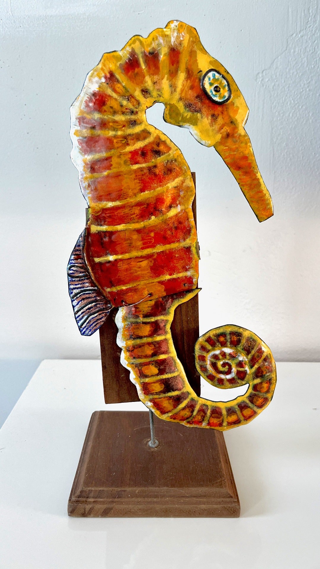 ENAMEL SCULPTURE , SEA HORSE