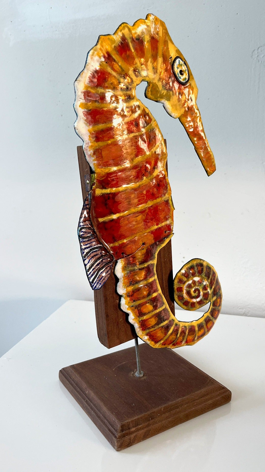 ENAMEL SCULPTURE , SEA HORSE