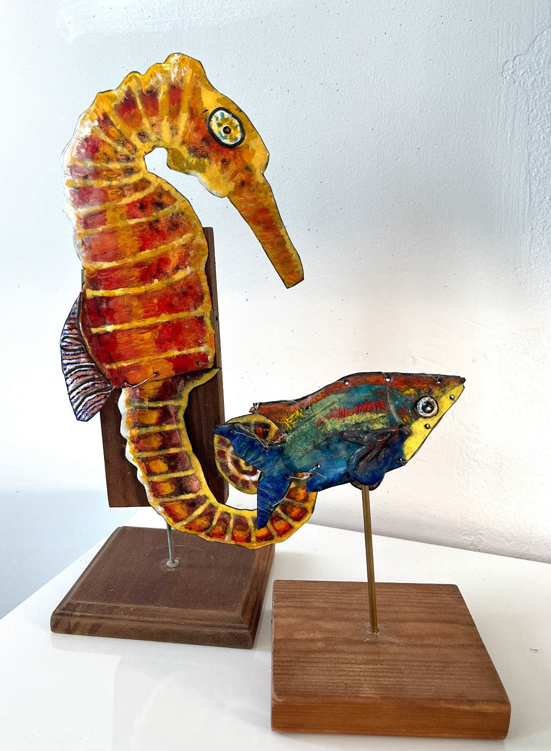 ENAMEL SCULPTURE , SEA HORSE