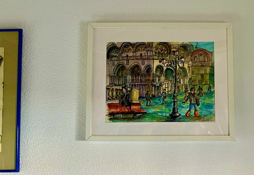 Venice's Acqua Alta, Original Watercolor.