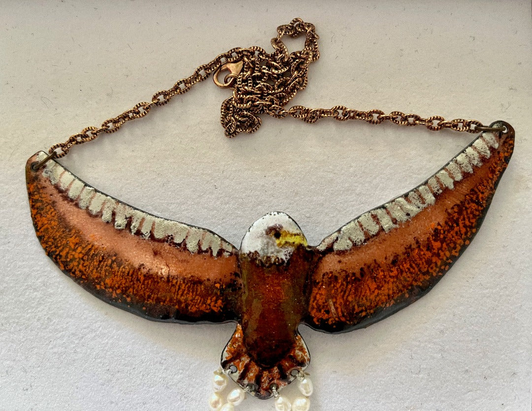 Eagle Necklace, Enamel and Copper