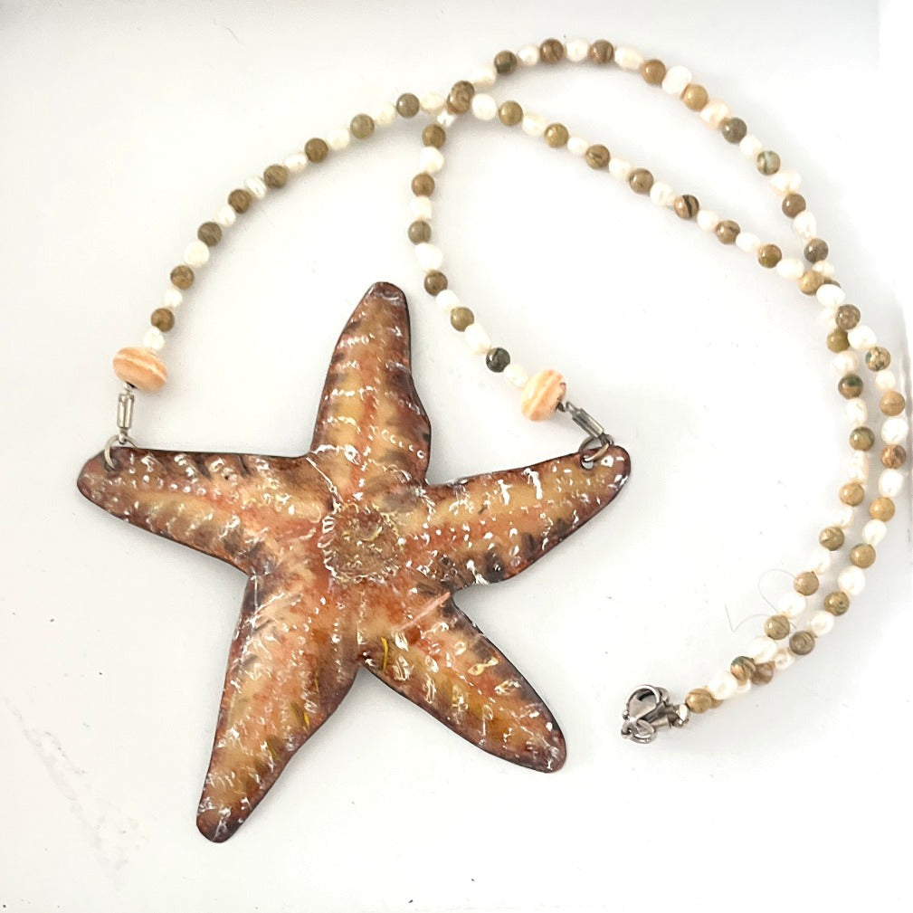 Starfish  -  Enamel Reversible Pendant