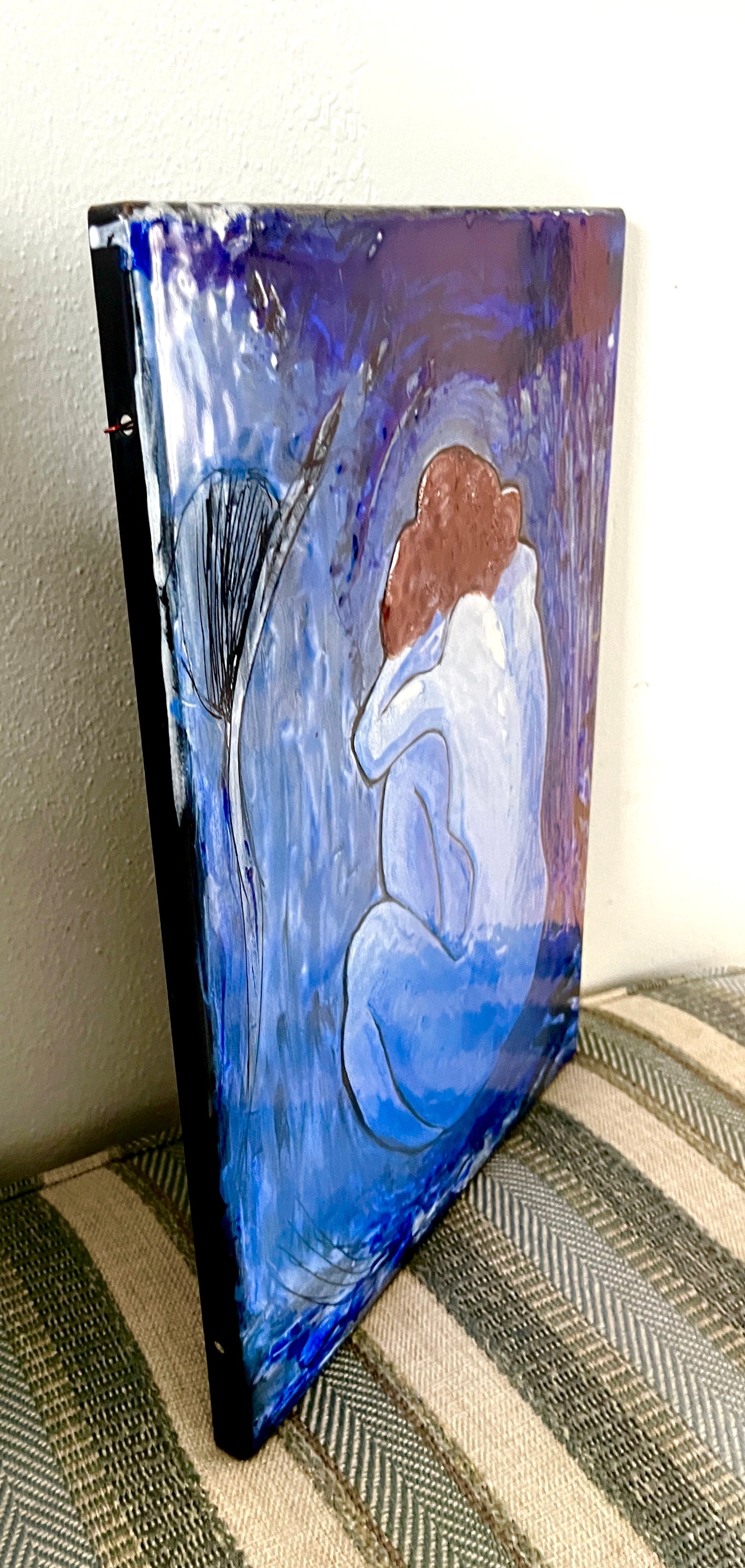 ENAMEL ART ON STEEL , PICASSO BLUE WOMAN