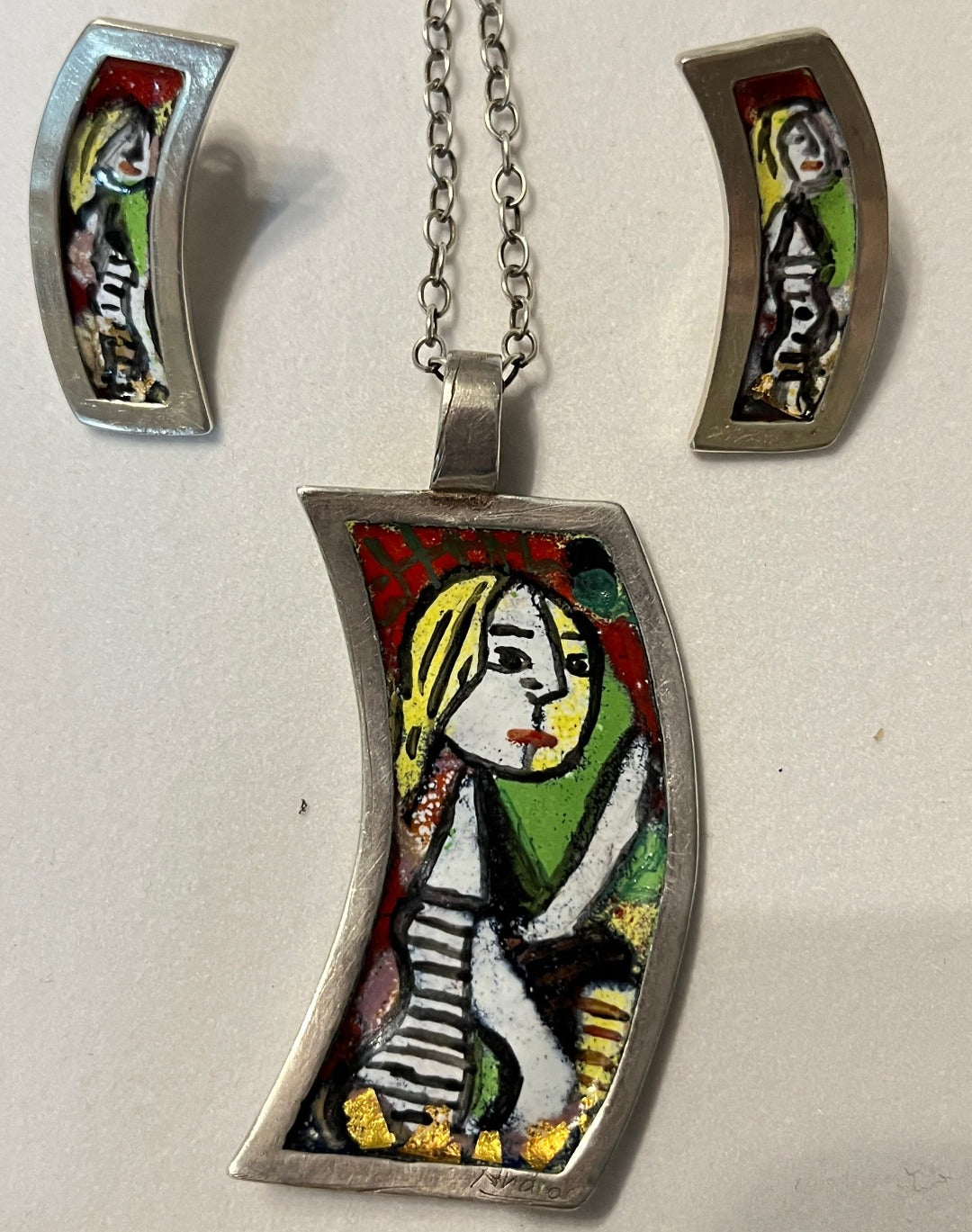 Picasso's women, Enamel on Silver Earrings