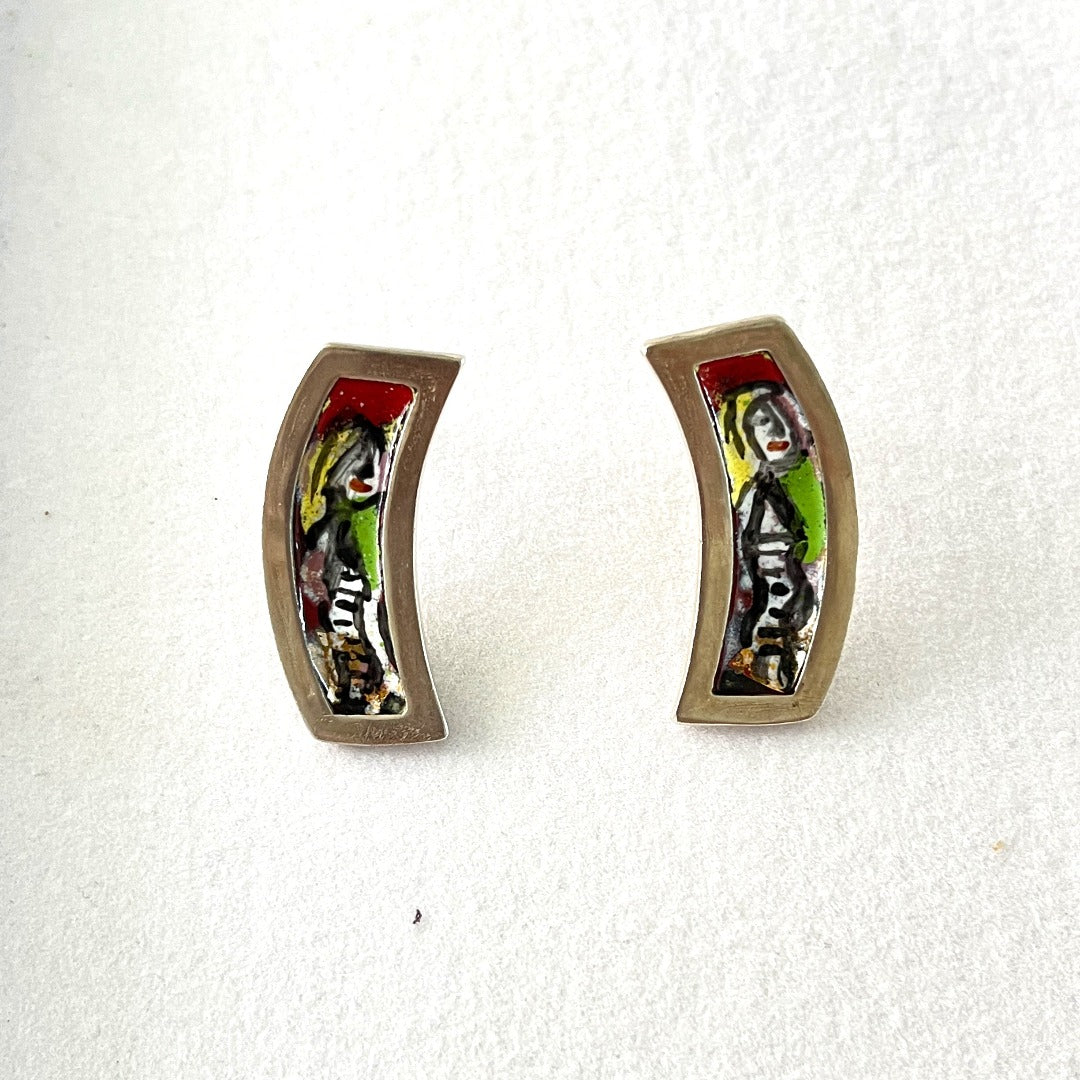 Picasso's women, Enamel on Silver Earrings