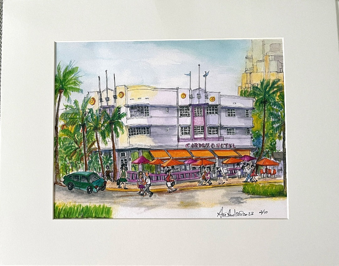 PRINT, CARDOZO HOTEL , ART DECO FROM SOUTH BEACH