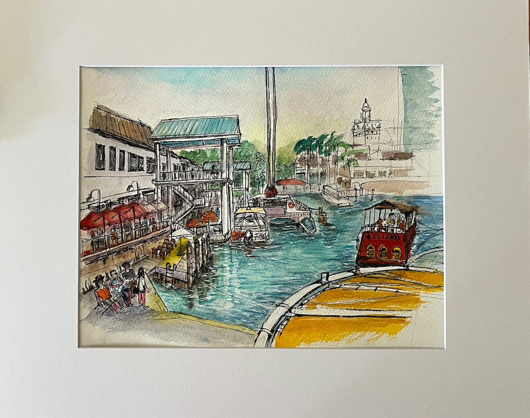 BAYSIDE, MIAMI, Original Watercolor